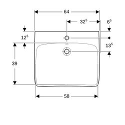 Geberit Renova Comfort Waschtisch barrierefrei, Breite 65cm, Tiefe 55cm, Hahnloch mi... GEBERIT-258565000 4022009344011 (Abb. 1)