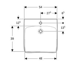 Geberit Renova Comfort Waschtisch barrierefrei, Breite 55cm, Tiefe 55cm, Hahnloch mi... GEBERIT-258555600 4022009344059 (Abb. 1)