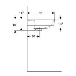 Geberit Renova Plan Waschtisch, Breite 55cm, Tiefe 44cm, Hahnloch mittig, ohne Überl... GEBERIT-501633008 4025410858399 (Abb. 1)