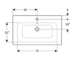 Geberit Renova Plan Möbelwaschtisch, Breite 80cm, Tiefe 48cm, Hahnloch mittig, Überl... GEBERIT-122280000 4022009368987 (Abb. 1)