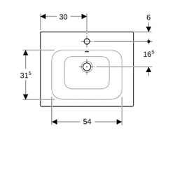 Geberit Renova Plan Möbelwaschtisch, Breite 60cm, Tiefe 48cm, Hahnloch mittig, Überl... GEBERIT-122260000 4022009368734 (Abb. 1)
