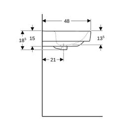 Geberit Renova Plan Doppelwaschtisch, Breite 130cm, Tiefe 48cm, ohne Hahnloch, ohne ... GEBERIT-501713008 4025410869913 (Abb. 1)