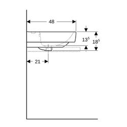 Geberit Renova Plan Aufsatzwaschtisch, Ablagefläche beidseitig, 90cm T 48cm Hahnloch... GEBERIT-501728008 4025410868855 (Abb. 1)