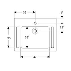 Geberit Publica Waschtisch eckiges Design, Ausschnitten, barrierefrei, B 70cm T 55cm... GEBERIT-402170016 4022009330014 (Abb. 1)