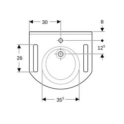 Geberit Publica Waschtisch rundes Design, Ausschnitten, barrierefrei, B 60cm T 55cm ... GEBERIT-402160016 4022009330038 (Abb. 1)
