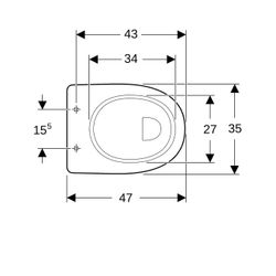 Geberit Renova Comfort Stand-WC Flachspüler, erhöht, Höhe 49cm, Abgang vertikal Tief... GEBERIT-218521000 4022009353686 (Abb. 1)