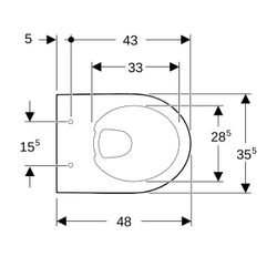 Geberit Renova Compact Wand-WC Tiefspüler, verkürzte Ausladung, Rimfree, Tiefe 48cm,... GEBERIT-502297018 4025410642523 (Abb. 1)