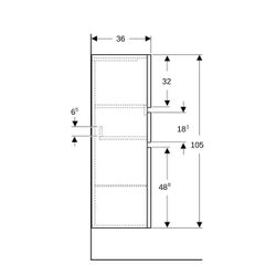 Geberit Renova Plan Mittelhochschrank mit 2 Türen, 1 Schublade, 39x105x36cm, Nussbau... GEBERIT-501922JR1 4025410906014 (Abb. 1)