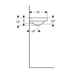 Geberit iCon Light Handwaschbecken mit Ablagefläche 53x13x31cm Weiß matt Hahnloch li... GEBERIT-501833JT1 4025410071798 (Abb. 1)