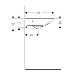 Geberit Acanto Waschtisch, Breite 60cm, Tiefe 48,2cm, Hahnloch mittig, Überlauf sich... GEBERIT-500620012 4022009352825 (Abb. 1)