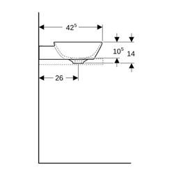Geberit ONE Aufsatzwaschtisch Schalenform, Abgang vertikal, B 50cm T 42,5cm Hahnloch... GEBERIT-505041016 4025410953780 (Abb. 1)