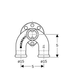 Geberit Mapress Kupfer Doppelanschlusswinkel 90 Grad, d 15mm, Rp 1/2″, d1 15mm, L1 5cm, ... GEBERIT-63462 4024723634621 (Abb. 1)