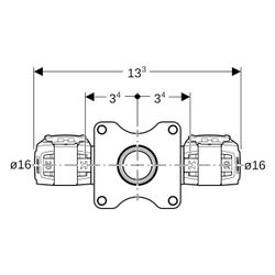 Geberit T-Wanddurchführung FlowFit 90 Grad, 16mm x Rp 1/2", Rotguss, 620812001... GEBERIT-620812001 4025410705815 (Abb. 1)