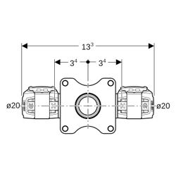 Geberit T-Wanddurchführung FlowFit 90 Grad, DN 15, 20mm, Rp 1/2", Rotguss, 620813001... GEBERIT-620813001 4025410705853 (Abb. 1)