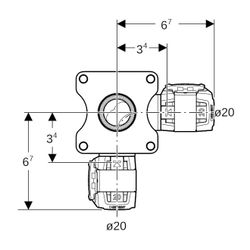 Geberit FlowFit Eckwanddurchführung 90 Grad d 20mm, Rp 1/2″... GEBERIT-620823001 4025410705891 (Abb. 1)