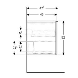 Geberit Acanto Seitenschrank 1 Schublade/Innenschublade H 52cm Lava lackiert matt/Gl... GEBERIT-503010JK2 4025410127228 (Abb. 1)