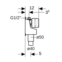 Geberit HS01 Hygienespülung mit Batterie d 50mm, d1 40mm... GEBERIT-616290001 4025410944849 (Abb. 1)