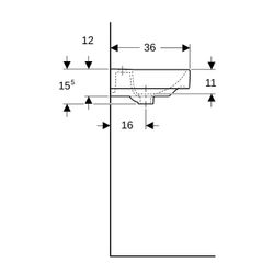 Geberit Smyle Square Handwaschbecken, asymmetrischem Überlauf, 45x16x36cm, Hahnloch ... GEBERIT-500222018 4025416428893 (Abb. 1)