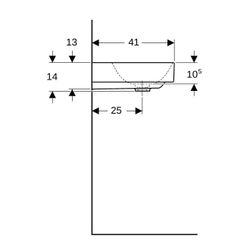 Geberit ONE Waschtisch Abgang vertikal, Breite 50cm, Tiefe 41cm, ohne Hahnloch, ohne... GEBERIT-505021016 4025410953735 (Abb. 1)