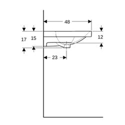 Geberit Acanto Doppelwaschtisch, Breite 120cm, Tiefe 48,2cm, ohne Hahnloch, Überlauf... GEBERIT-500628012 4022009352900 (Abb. 1)