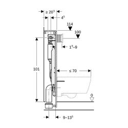 Geberit GIS Element für Wand-WC, 114cm, mit Omega UP-Spülkasten 12cm, 461160002... GEBERIT-461160002 4064746023842 (Abb. 1)