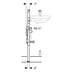 Geberit Duofix Element für Waschtisch, 82-98cm, Standarmatur mit 2 Wasserzählerstrec... GEBERIT-111028002 4064746029059 (Abb. 1)