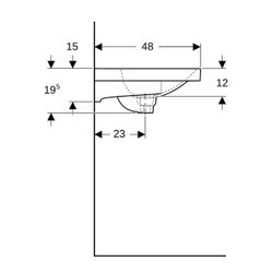 Geberit Acanto Waschtisch mit Ablagefläche, Breite 75cm, Tiefe 48,2cm, Hahnloch mitt... GEBERIT-500622012 4022009355321 (Abb. 1)