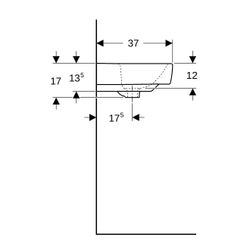 Geberit Renova Compact Waschtisch, Breite 60cm, Tiefe 37cm, Hahnloch mittig, Überlau... GEBERIT-226160000 4022009327212 (Abb. 1)