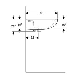 Geberit Renova Waschtisch, Breite 65cm, Tiefe 51cm, Hahnloch mittig, Überlauf sichtb... GEBERIT-223065068 4022009270501 (Abb. 1)
