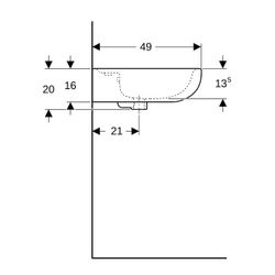 Geberit Renova Waschtisch, Breite 60cm, Tiefe 49cm, Hahnloch mittig, Überlauf sichtb... GEBERIT-223060010 4022009269376 (Abb. 1)