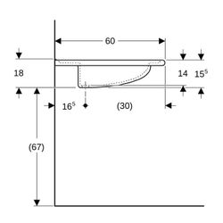 Geberit Vitalis Waschtisch barrierefrei, Breite 65cm, Tiefe 60cm, Hahnloch mittig, Ü... GEBERIT-121766000 4022009204049 (Abb. 1)