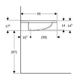 Geberit Vitalis Waschtisch barrierefrei, Breite 55cm, Tiefe 55cm, Hahnloch mittig, Ü... GEBERIT-501542011 4025410756985 (Abb. 1)