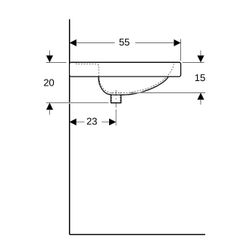 Geberit Preciosa Waschtisch mit Ablagefläche, Breite 60cm, Tiefe 55cm, Hahnloch mitt... GEBERIT-253230600 4022009232257 (Abb. 1)