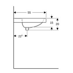 Geberit Preciosa Waschtisch mit Ablagefläche, Breite 100cm, Tiefe 55cm, ohne Hahnloc... GEBERIT-124220600 4022009232158 (Abb. 1)