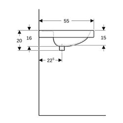 Geberit Preciosa Doppelwaschtisch, Breite 130cm, Tiefe 55cm, ohne Hahnloch, Überlauf... GEBERIT-133220000 4022009010442 (Abb. 1)