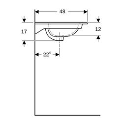 Geberit Renova Plan Möbelwaschtisch, Breite 100cm, Tiefe 48cm, Hahnloch mittig, Über... GEBERIT-122200600 4022009368956 (Abb. 1)
