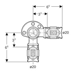 Geberit FlowFit Eckanschlusswinkel 90 Grad Bleifreier, d 20mm, Rp 1/2″, Länge 3,6cm,... GEBERIT-620881001 4025416631439 (Abb. 1)