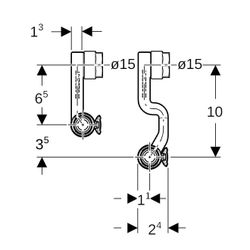 Geberit FlowFit Set Anschluss-T-Stücke für Vor-/Rücklauf, mit Anschlussverschraubung... GEBERIT-619440222 4025410076625 (Abb. 1)
