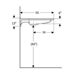Geberit Publica Waschtisch eckiges Design, Ausschnitten, barrierefrei, B 70cm T 55cm... GEBERIT-501043111 4025410753588 (Abb. 1)