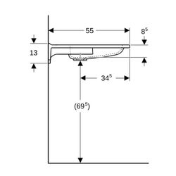Geberit Publica Waschtisch rundes Design, Ausschnitten, barrierefrei, B 60cm T 55cm ... GEBERIT-501041001 4025410754011 (Abb. 1)