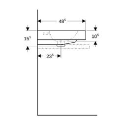 Geberit iCon Aufsatzwaschtisch, Breite 75cm, Tiefe 48,5cm, Hahnloch mittig, Überlauf... GEBERIT-124575000 4022009333435 (Abb. 1)