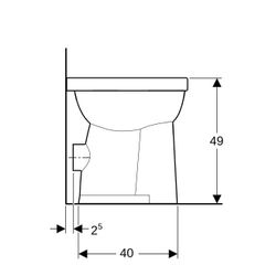 Geberit Renova Comfort Stand-WC Flachspüler, erhöht, Höhe 49cm, Abgang horizontal Ti... GEBERIT-218520000 4022009353662 (Abb. 1)