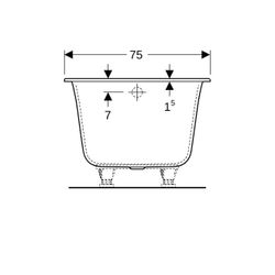 Geberit Soana Rechteckbadewanne schmaler Rand 170x75cm, Gesamtvolumen 233l... GEBERIT-554006011 4022009355192 (Abb. 1)