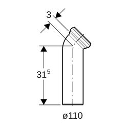 Geberit Anschlussbogen 45 Grad Außendurchmesser 110mm, Alpinweiß... GEBERIT-152611111 4025416019145 (Abb. 1)