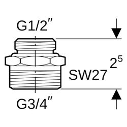 Geberit Übergang Eurokonus, mit Außengewinde CW617N, G 3/4", G1 1/2", 641512001... GEBERIT-641512001 4025416128243 (Abb. 1)