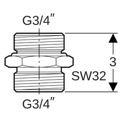 Geberit Übergang Eurokonus, mit Außengewinde CW617N, G 3/4", G1 3/4", 641533001... GEBERIT-641533001 4025416128328 (Abb. 1)