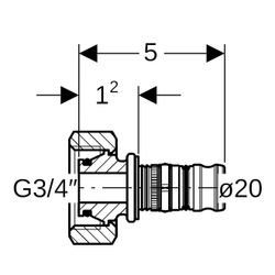 Geberit Mepla Verteilerabgang für Eurokonus, d 20mm, G 3/4″, Rotguss bleifrei... GEBERIT-602623005 4025416829768 (Abb. 1)
