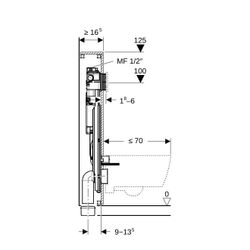 Geberit GIS Element für Wand-WC, 125cm, mit Sigma UP-Spülkasten 12cm, mit HS30 Hygie... GEBERIT-461208002 4064746032936 (Abb. 1)