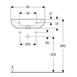 Geberit Renova Comfort Waschtisch barrierefrei, Breite 60cm, Tiefe 55cm, ohne Hahnlo... GEBERIT-501990001 4025410605238 (Abb. 1)