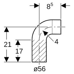 Geberit PE Bogen mit langem Schenkel 88,5 Grad, Außendurchmesser 56mm, 363051161... GEBERIT-363051161 4025416152781 (Abb. 1)